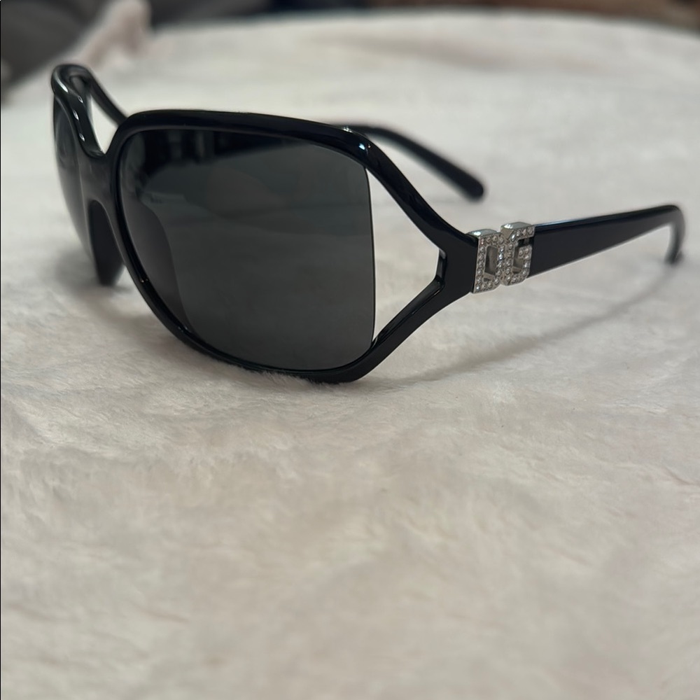 Dolce & Gabbana Black Oversized Sunglasses with Swarovski Crystals